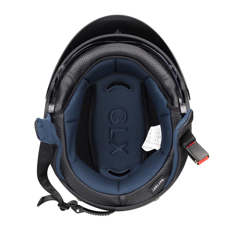 GLX M14 Open Face Motorcycle Helmet - Black, XX-Large - DOT Approved - Image 3